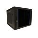 9U wandkast met glazen deur - geperforeerde zijpanelen 600x600x500mm (BxDxH)
