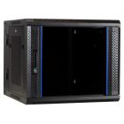 9U wandkast - kantelbaar met glazen deur en geperforeerde zijwanden 600x600x500mm