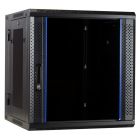 12U wandkast - kantelbaar met glazen deur en geperforeerde zijwanden 600x600x635mm