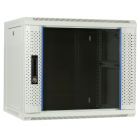 9U witte wandkast met glazen deur 600x450x500mm (BxDxH)