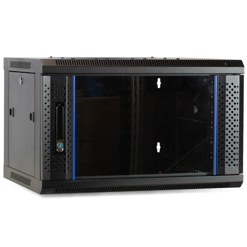 4U wand patchkast met glazen voordeur, 450mm diep
