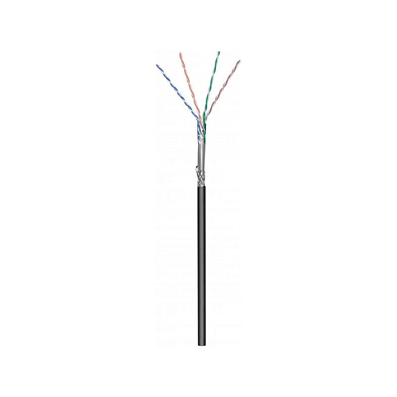 CAT6 SF/UTP 305m buitenkabel op rol soepel zwart CCA