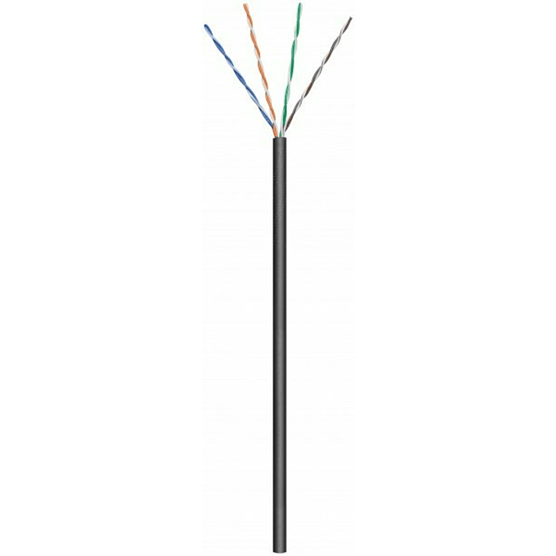 CAT6 U/UTP 50m buitenkabel op rol soepel zwart CCA