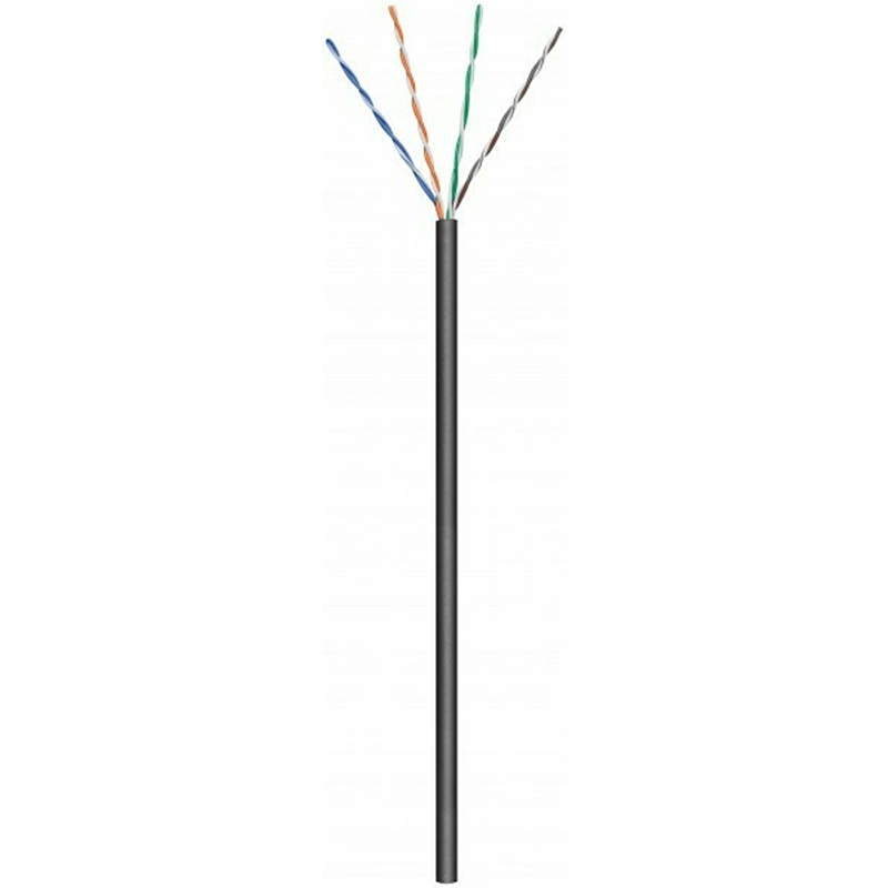 CAT6 U/UTP 100m buitenkabel op rol soepel zwart CCA