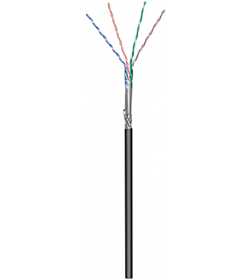 CAT6 SF/UTP 100m buitenkabel op rol soepel zwart CCA