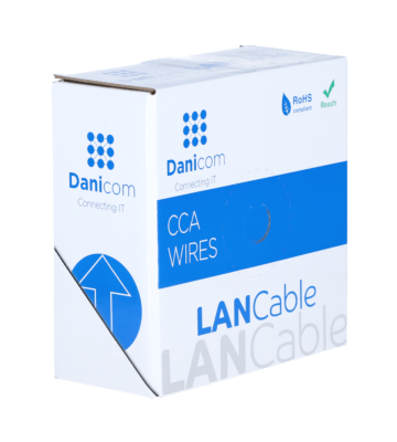 CAT6 SF/UTP 50m kabel op rol stug grijs CCA