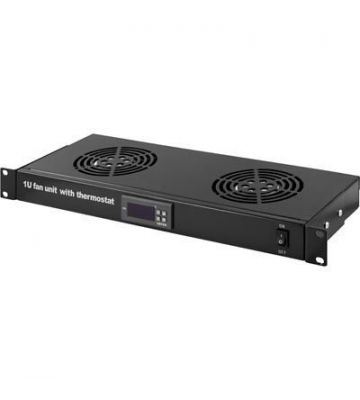 1U 19 inch ventilator set met 2st fan voor patchkasten, thermostaat, 230V