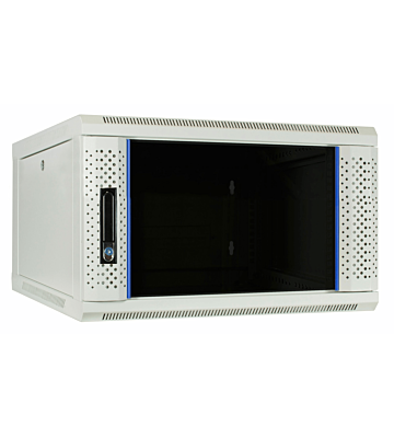 6U witte wandkast met glazen deur 600x600x368mm (BxDxH)