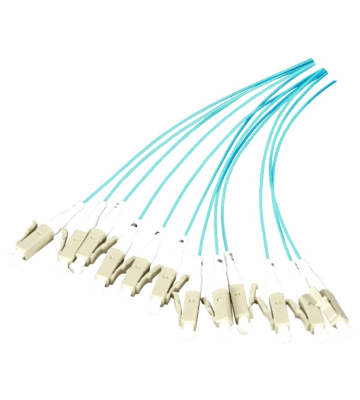 OM3 glasvezel pigtail turquise LC - 12 stuks