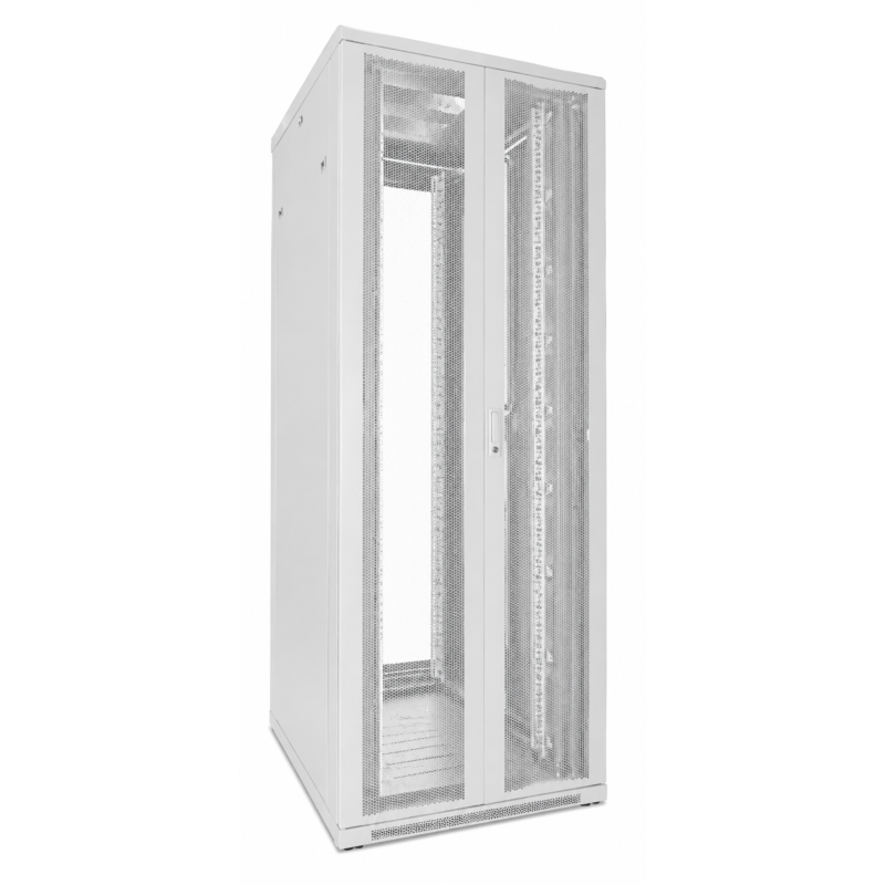 47U witte patchkast met dubbele geperforeerde voor- en achterdeuren 800x800x2200mm (BxDxH)