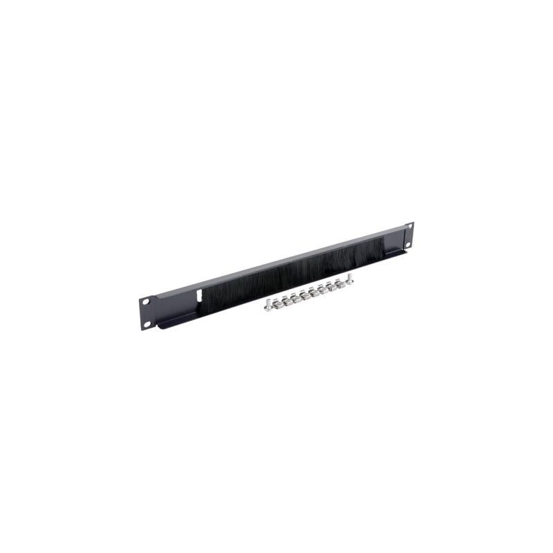 19 inch kabelinvoer paneel met borstel, 1U. Deze Kabelinvoer paneel is gemonteerd op een 19 inch patchkasten.