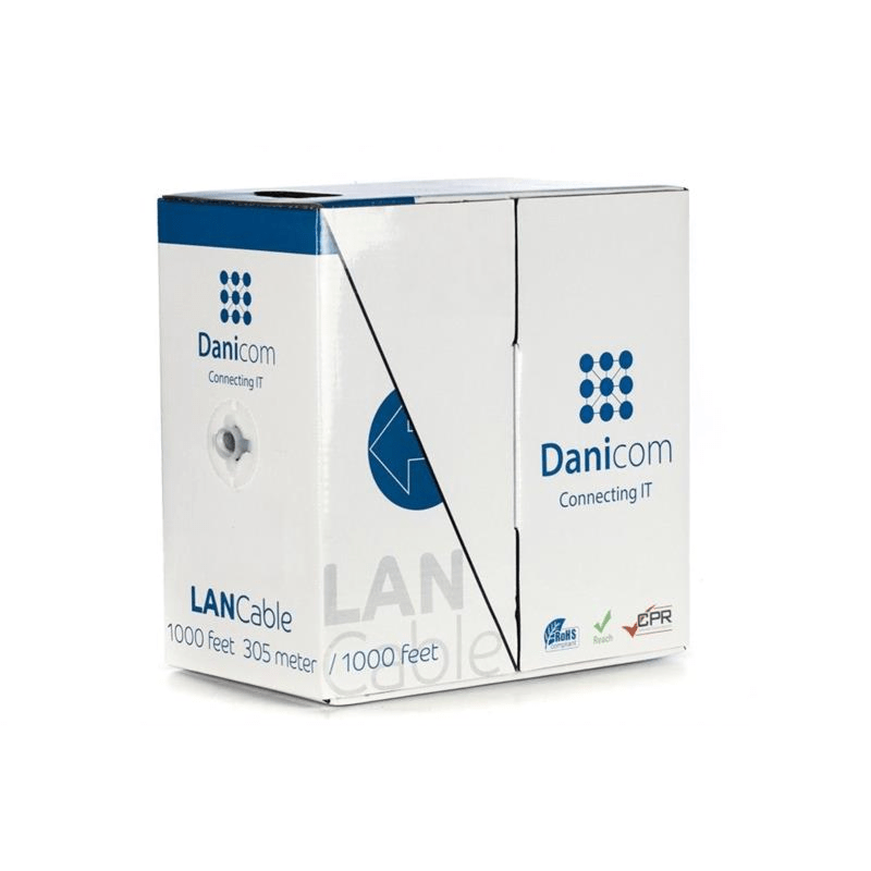 CAT6 S/FTP 305m kabel op rol stug grijs CCA