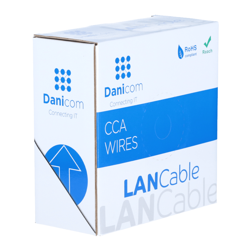 CAT6 SF/UTP 50m kabel op rol soepel grijs CCA
