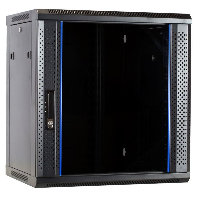 12U wandkast ongemonteerd met glazen deur 600x450x635mm (BxDxH)