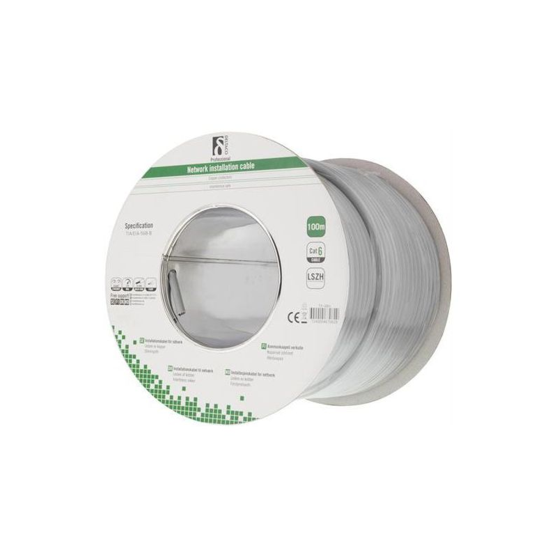Alfaco Cat6 F/UTP 100m installatiekabel 600MHz op rol stug 100% koper LSZH (Eca)