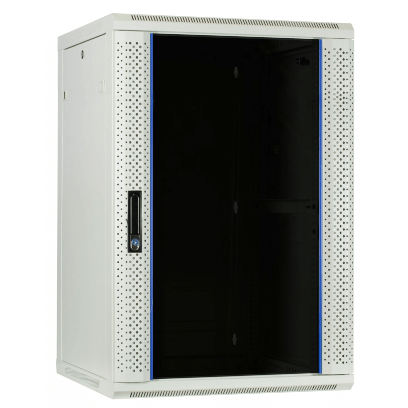 22U witte wandkast met glazen deur 600x600x1100mm (BxDxH)