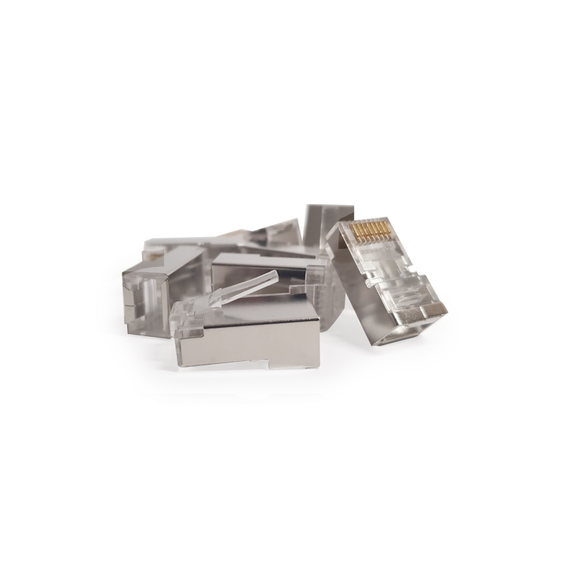 CAT5e Connector RJ45 - Shielded - voor stugge en soepele utp kabels - 10 stuks