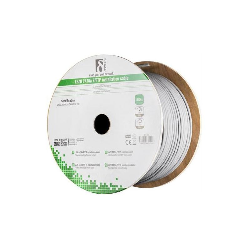 Alfaco Cat6 F/FTP 100m buitenkabel 500MHz op rol stug 100% koper LSZH (Eca)