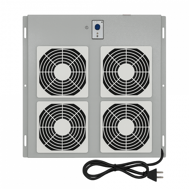 Fan-pakket met 2 ventilatoren en thermostaat geschikt voor alle patchkasten van 600mm diepte