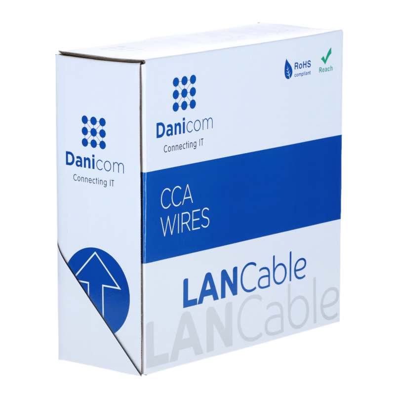 CAT5e SF/UTP 100m kabel op rol soepel grijs CCA