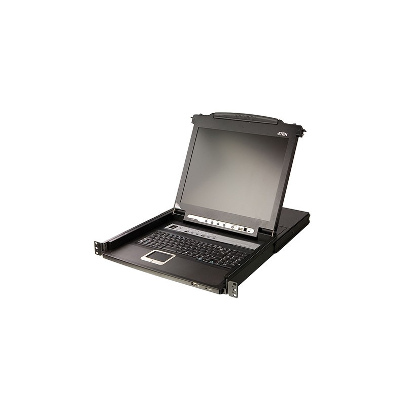 AMK808-17PB 1U, single rail, 17" LCD keyboard drawer with 8-port KVM switch