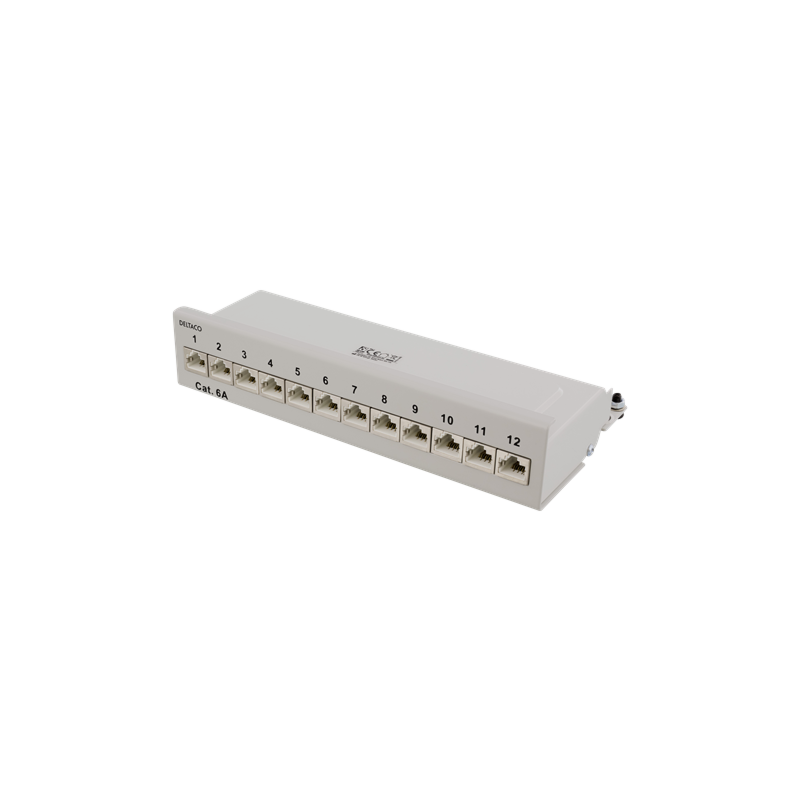 Cat6a UTP 90º 10 inch 12 ports RJ45 wallmount patchpaneel