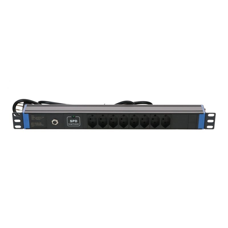 19 inch Zwitserse stekkerdoos Search Protection Overload - 8 voudig